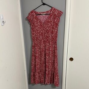 Floral Red Midi Dress